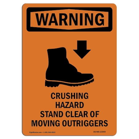 Signmission OSHA WARNING Sign, Crushing Hazard Stand, 18in X 12in Rigid Plastic, 12" W, 18" L, Portrait OS-WS-P-1218-V-13049